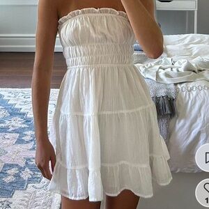 White strapless mini dress